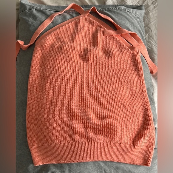 J.Crew Cotton-blend halter sweater-tank in Pale Guava, Size Large - Picture 3 of 5